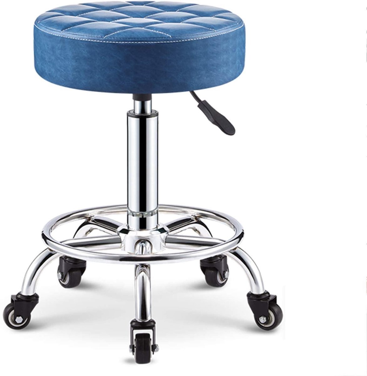 Bar Kruk Rond - Draaibare Stoel - Aanrecht Zitten - Hydraulisch Verstelbaar - 55 cm - Paars