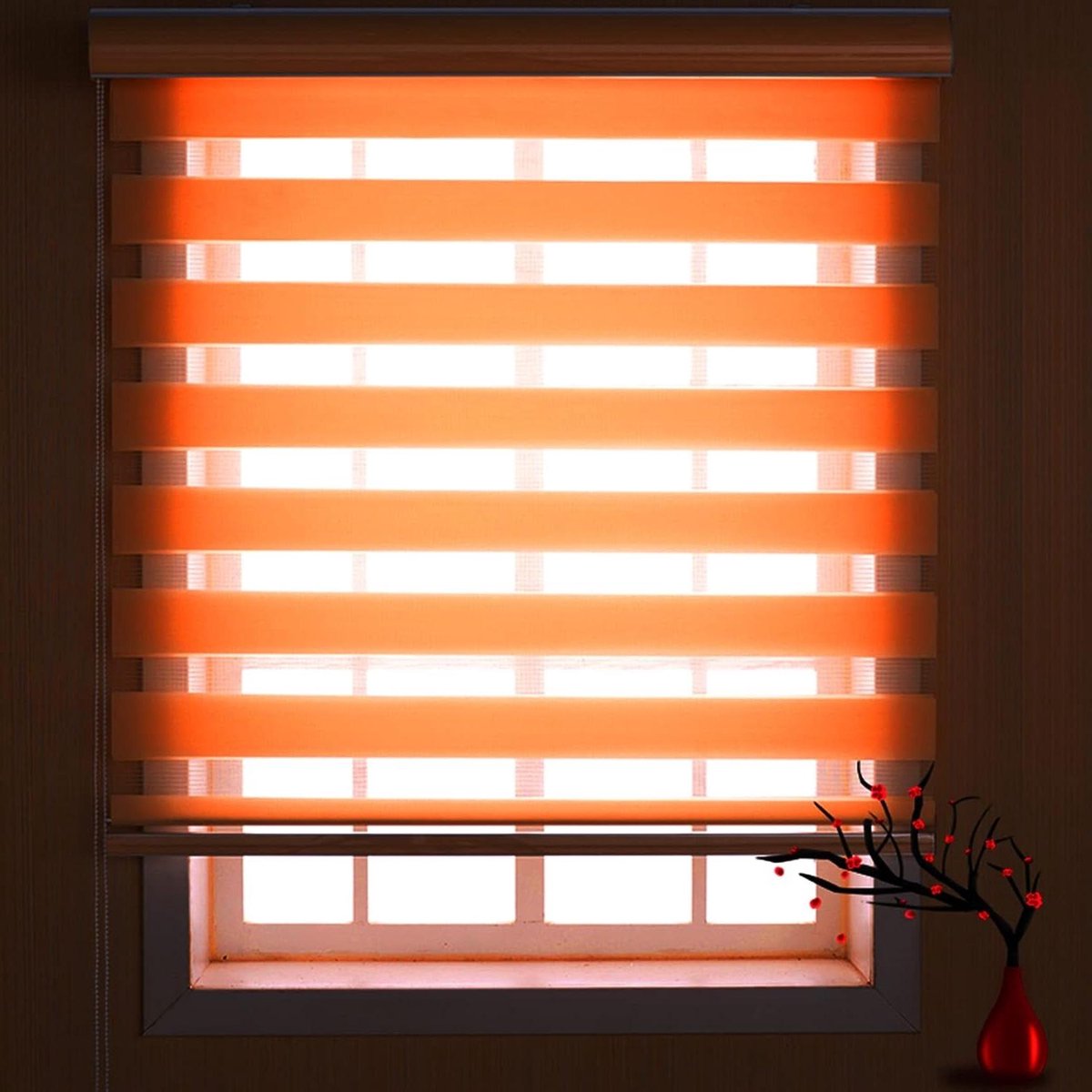 Rolgordijn Verduisterend - Zonwerend Gordijn - Slaapkamer Verduisteren - Met Zijdelingse Rails - 120x180cm - Oranje