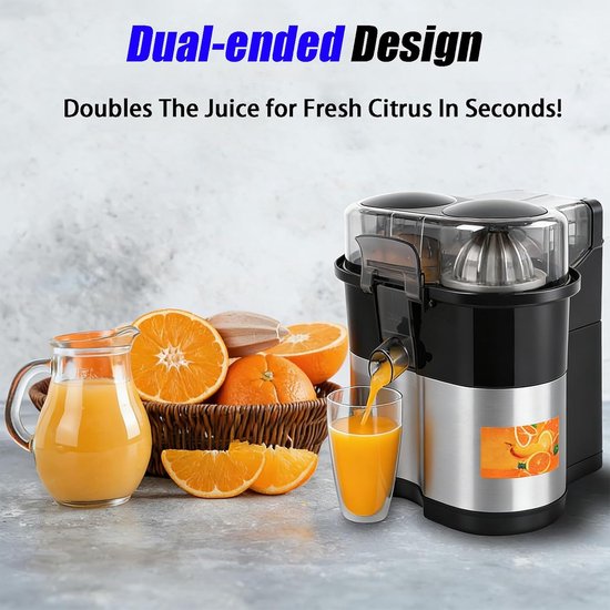 Elektrische Citruspers - Automatische Sapcentrifuge - Vers Sap Maken - Ingebouwde Fruitsnijder - 100W - Zilver — afbeelding 4