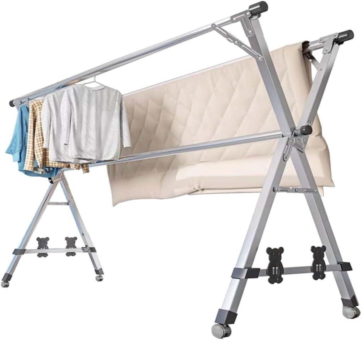 Staande Droger Droogrek Wasrek Kledingrek Kleding Drogen Roestvrij Staal 240cm Zilver