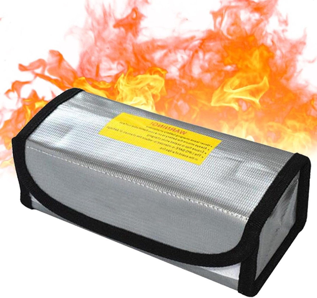 Batterij Opbergzak - Batterij Beschermer - Veilig Transport - Brandwerend Materiaal - 185x75x60mm - Zilver