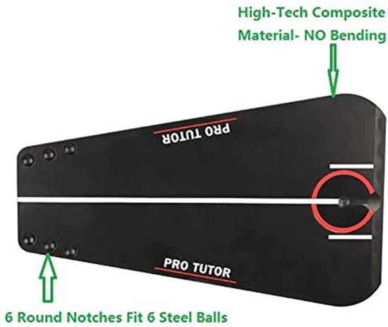 Golf Putting Trainer - Putting Hulpmiddel - Golfvaardigheid Verbeteren - Controleert Uitlijning - 221 x 130 mm - Zwart van GOLF — afbeelding 5