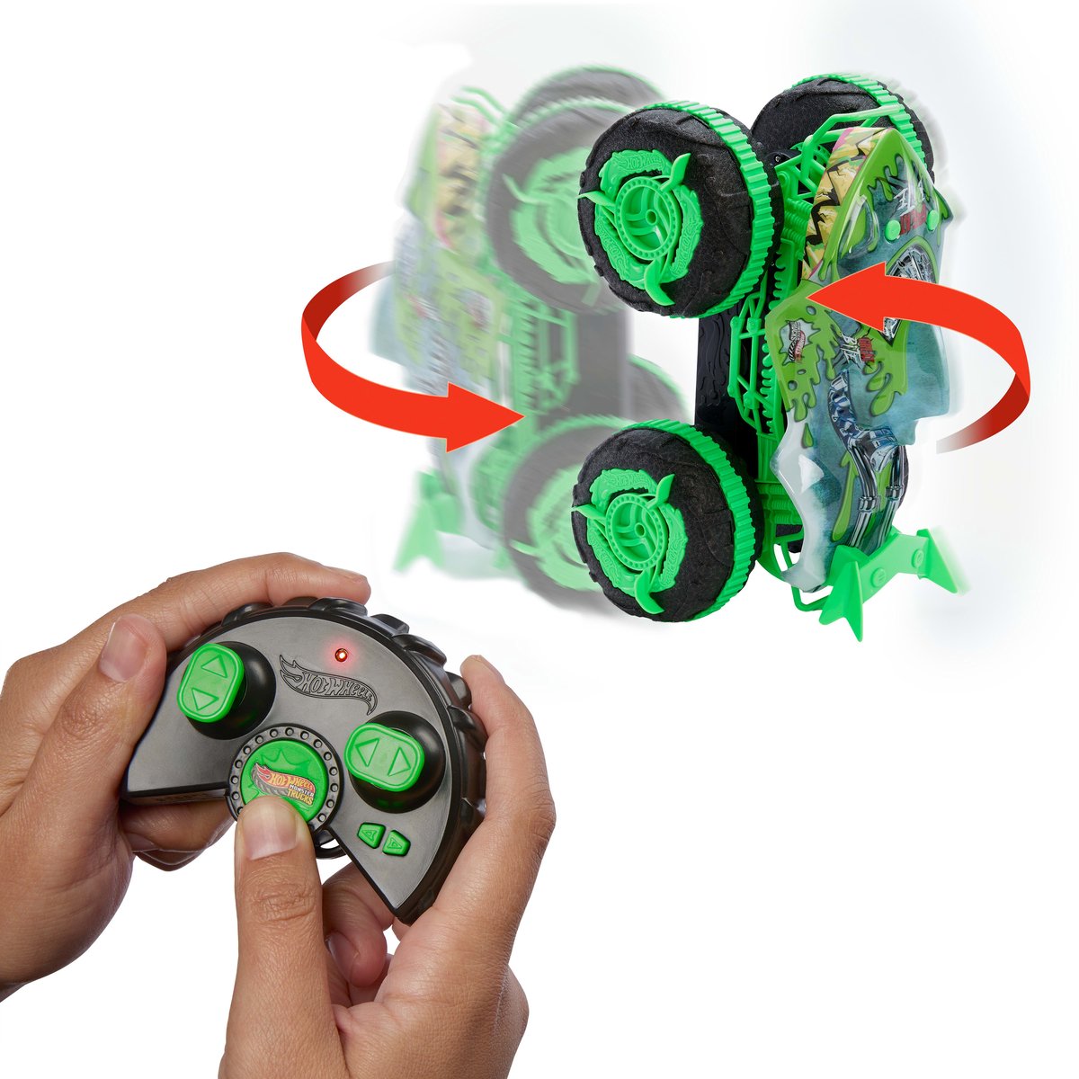 Hot Wheels Monstertrucks Terreinwagen Krakende Kaken - Speelgoedtruck met afstandsbediening - Rijdt op land en in water — afbeelding 9