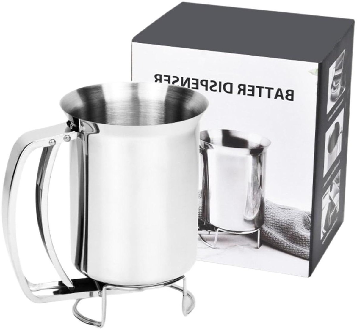 Deegdispenser Roestvrij Staal - Beslag Schenker - Bakken Maken - Nauwkeurig Gieten - 680 ml - Zilver