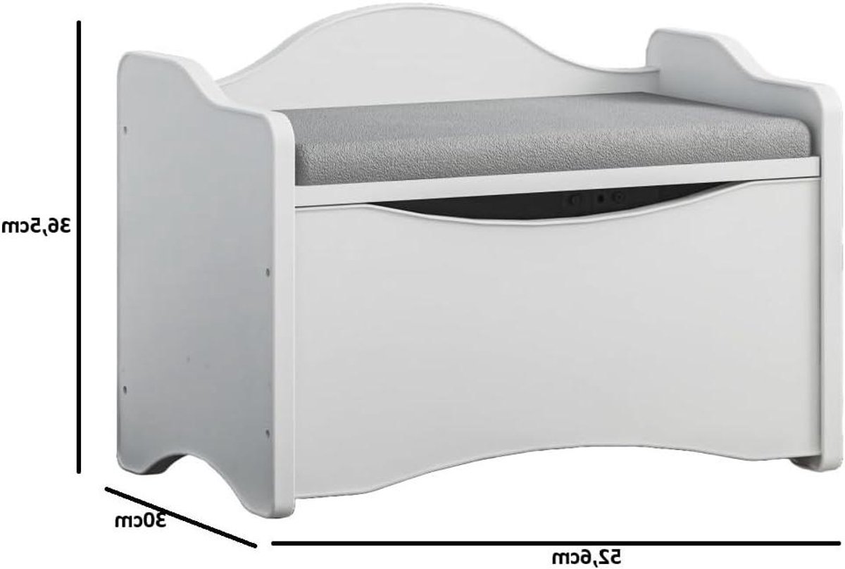 Kinderkamer Bank - Opbergkist Zitje - Speelgoed Opbergen - Met Deksel - 52 cm - Wit Roze