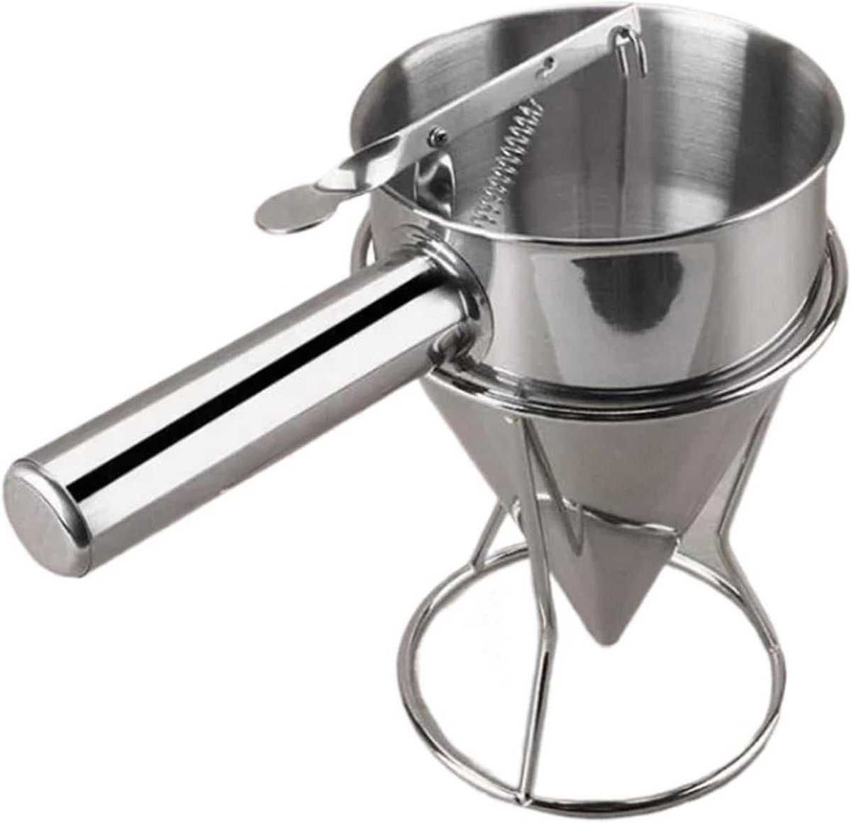 Deegdispenser - Beslag Trechter - Bakken Maken - Met Standaard - 1200 ml - Zilver