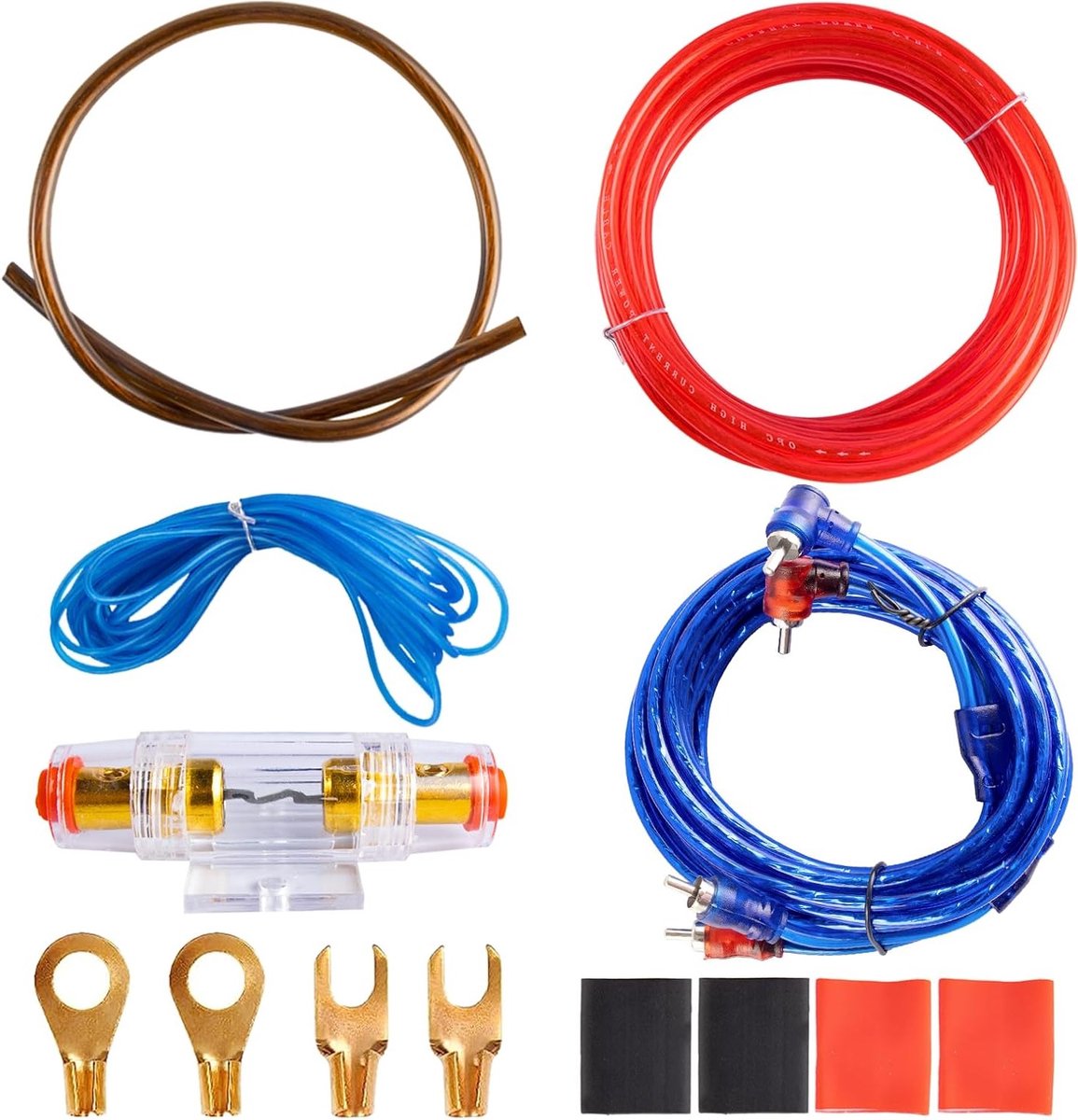 Complete Set voor Auto Geluidsinstallatie: 8GA Versterker Kabel, Aansluitkit en 1500W Audio Draad