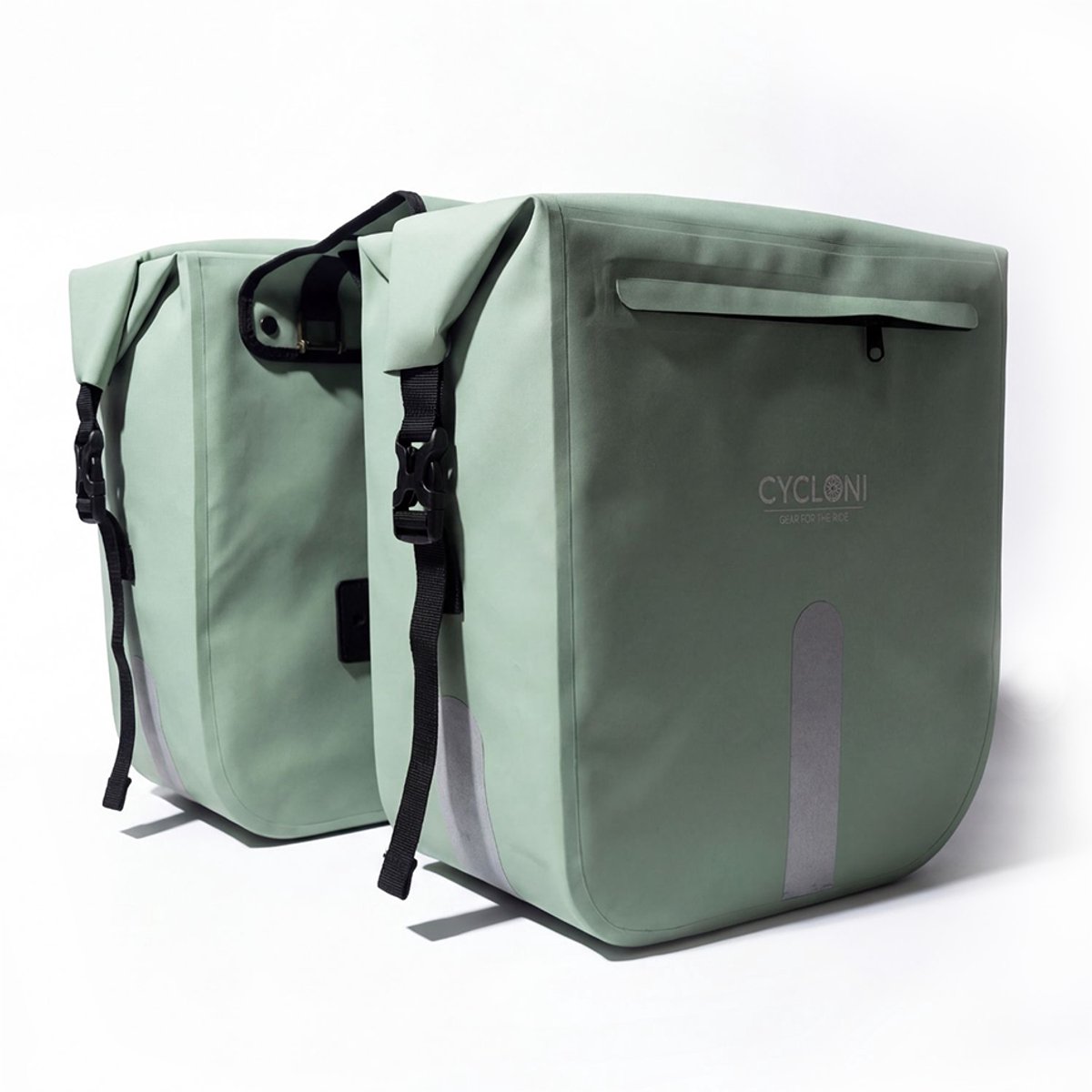 Cycloni FLOW 48L Dubbele Fietstas - 100% Waterdicht Fietszakken - Moderne Design voor Electrische Fiets - Voor Dames en Heren - Mint Groen