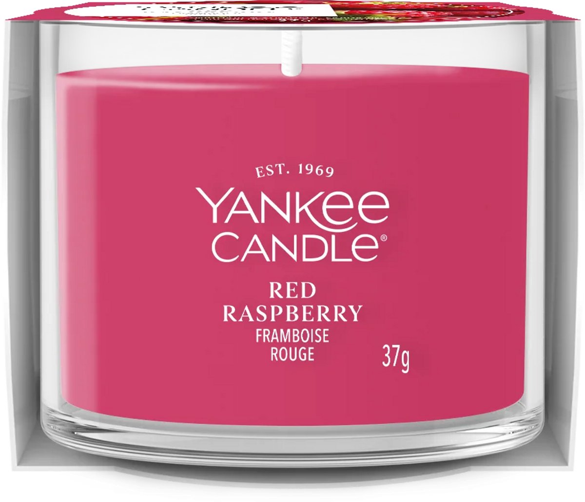 Yankee Candle Filled Votive - Red Raspberry - 10 branduren - 1 stuk Rood