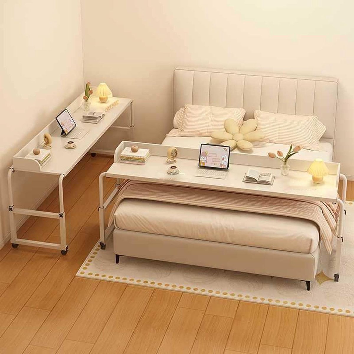Bedtafel Laptop Bureau - Verrijdbaar Bureau - Werk Aan Bed - In Hoogte Verstelbaar - 65-95