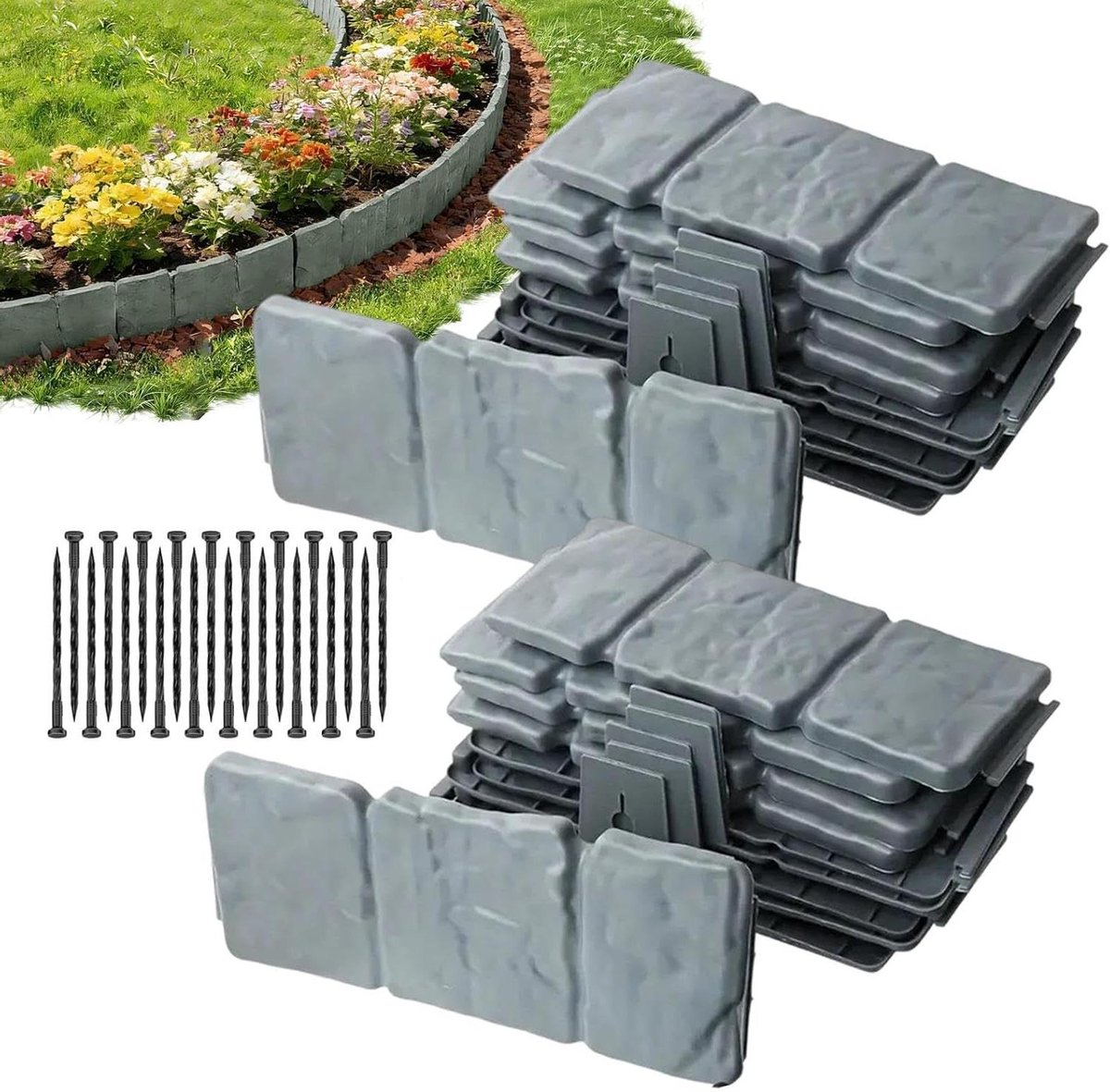 Tuinomranding Set - Bloembedranden - Tuin Afbakenen - Flexibel Polypropeen - 20 Stuks - Meerkleurig