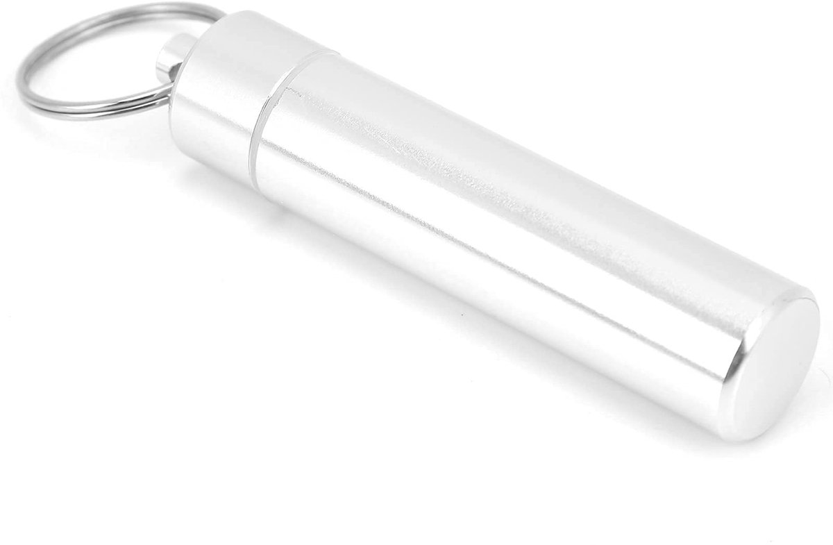 Dailygoody - Draagbare Sleutelhanger - Mini Pillendoosje - Waterdicht en Lichtgewicht - Aluminium Pillenhouder - Perfect voor Buiten - Handig en Compact