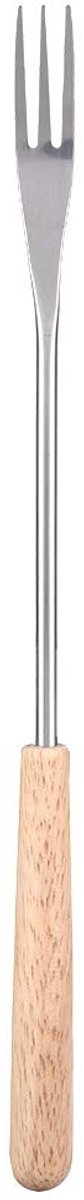 Dailygoody - Vork - Houten Handvat - Roestvrijstaal - 26,5 cm - Vleesvork - Geschikt voor Barbecue en Grillen - Zilver