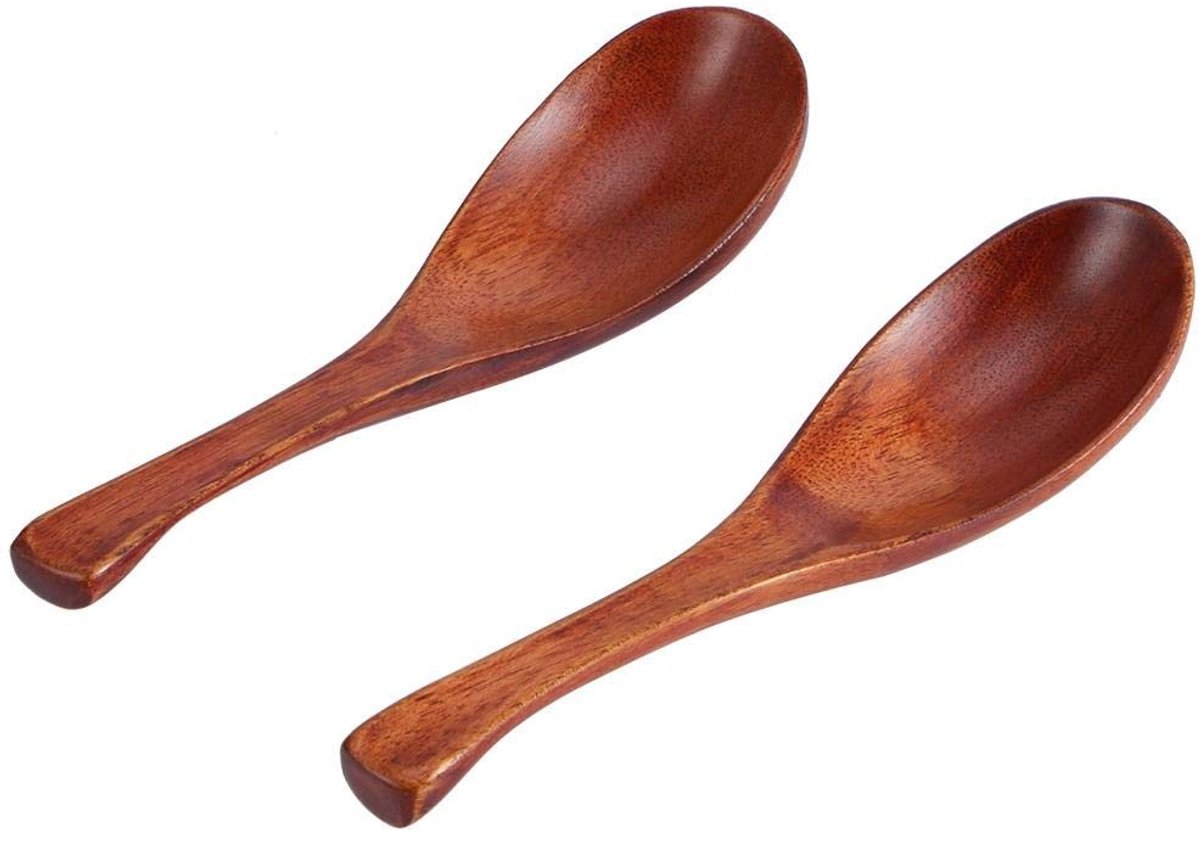 Dailygoody - Soeplepel - Houten lepel - Comfortabele grip - Bruin - Keukenaccessoire - Ideaal voor soepen en desserts - 2 stuks