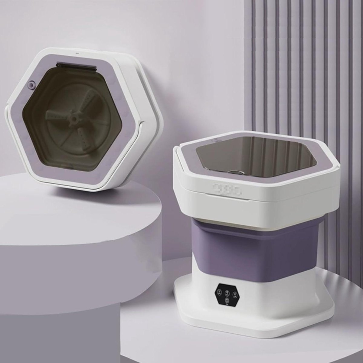 Mini Wasmachine - Draagbare Opvouwbaar - Ondergoed Wassen - Ozon en Blauw Licht - 4000 Gram - Paars