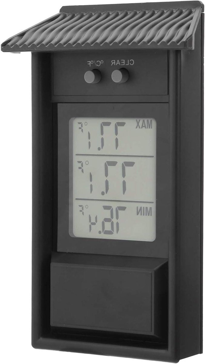 Digitale Thermometer - Buitenthermometer Weerstation - Temperatuur Meten - Waterproof Groot Display - 13.2 cm - Wit