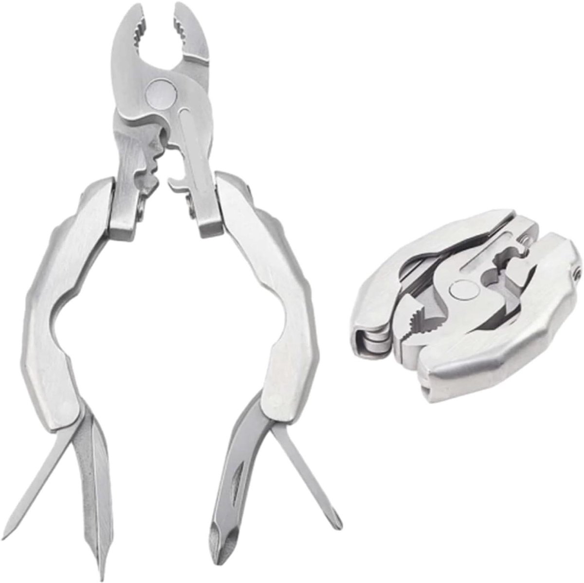 Mini Multitool - Zakgereedschap Sleutelhanger - Dagelijkse Klusjes - 9-in-1 Functionaliteit - Compact Formaat - Zilverkleurig