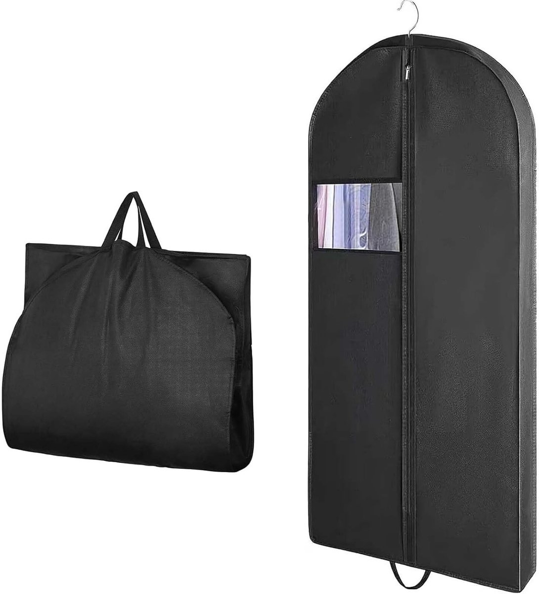 Vouwbare Kledingstandaard en Opbergzak voor Kostuums, Hemden en Jassen - Stofbescherming en Ruimtebesparing - Zwart 60 x 153 cm