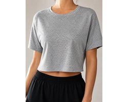 SparkNine Flow sporttop - sport t-shirt - M - grijs - open rug - stijlvol & ademend - losse pasvorm - fitness top