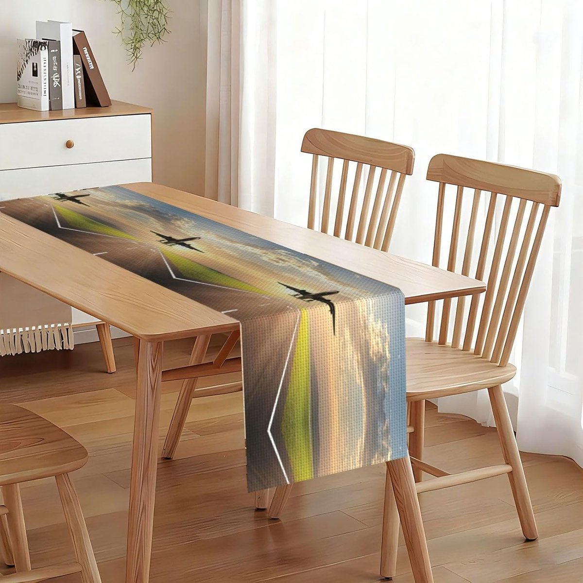 Tafelloper - Linnen Runner - Entree Decoratie - Lichtbestendige Print - 33 x 183 cm - Zwart