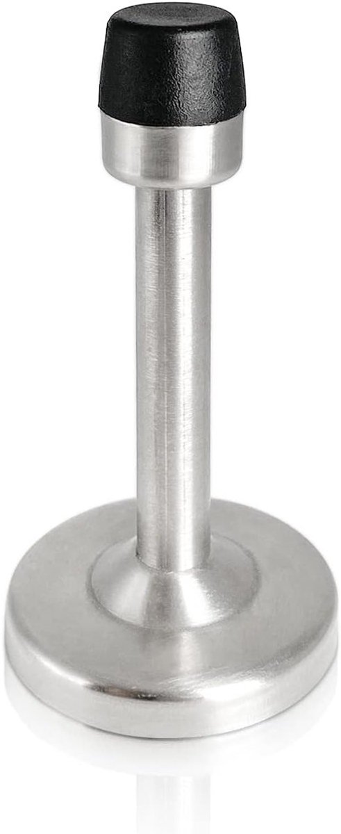 Deurstopper 10 cm met rubberen bumper voor geluidsreductie, wandbeschermer in geborsteld nikkel, voorkomt schade aan muren en deuren