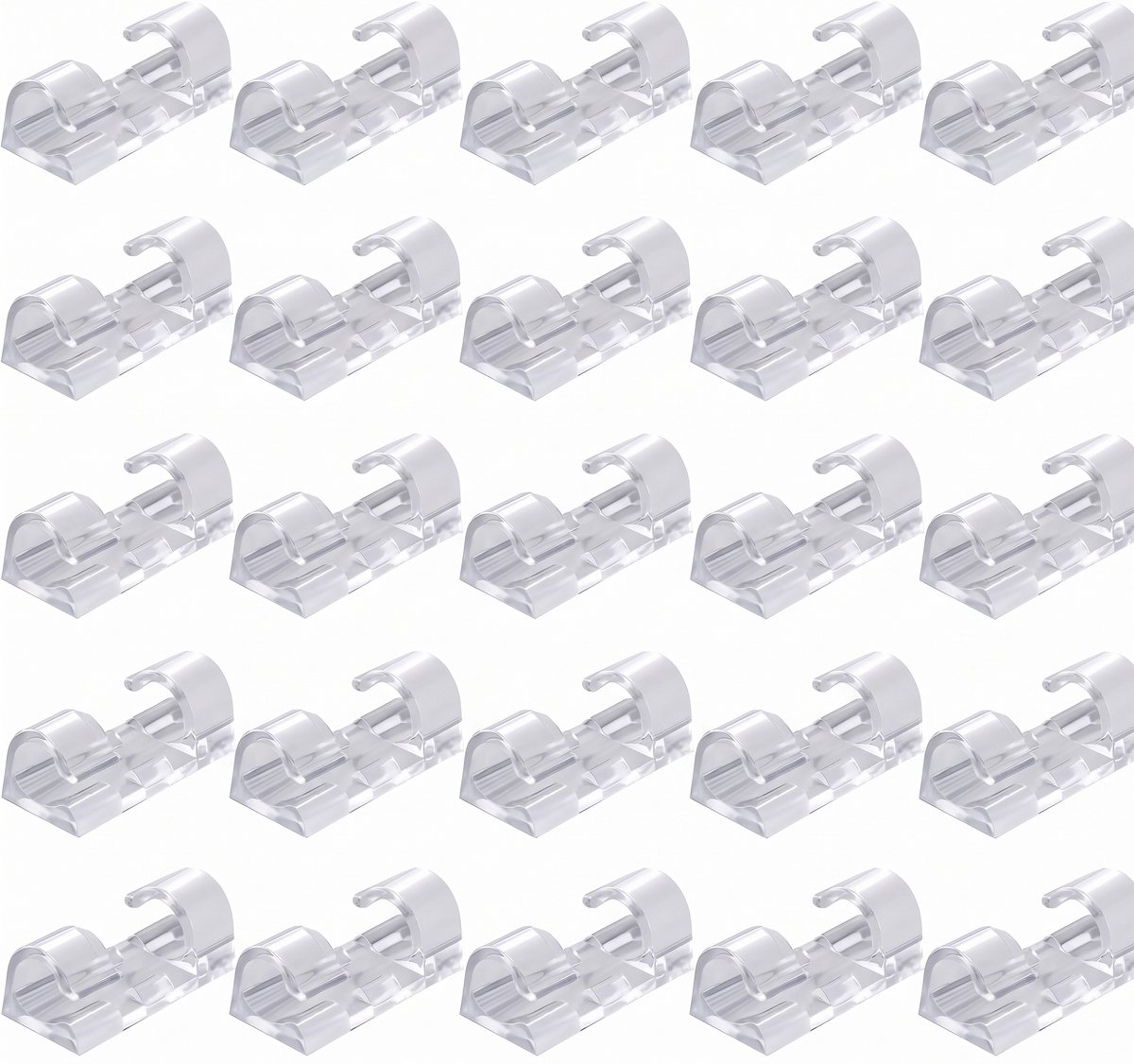 Kabelclips - 20 Stuks - Kabelhouder - Transparant - Zelfklevend - Kabelbinder - Kabel organiser - OXILO