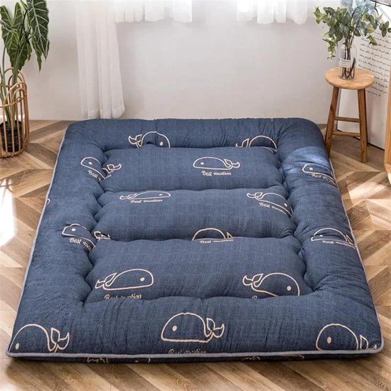 Tatami Matras - Vloermatras Futon - Comfortabel Slapen - Inklapbaar Ontwerp - 135x200 cm - Blauw — afbeelding 4