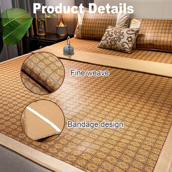 Bamboe Koelmat - Zomer Matras Topper - Koel Slapen - Natuurlijk Ademend - 200 cm - Meerkleurig — afbeelding 3