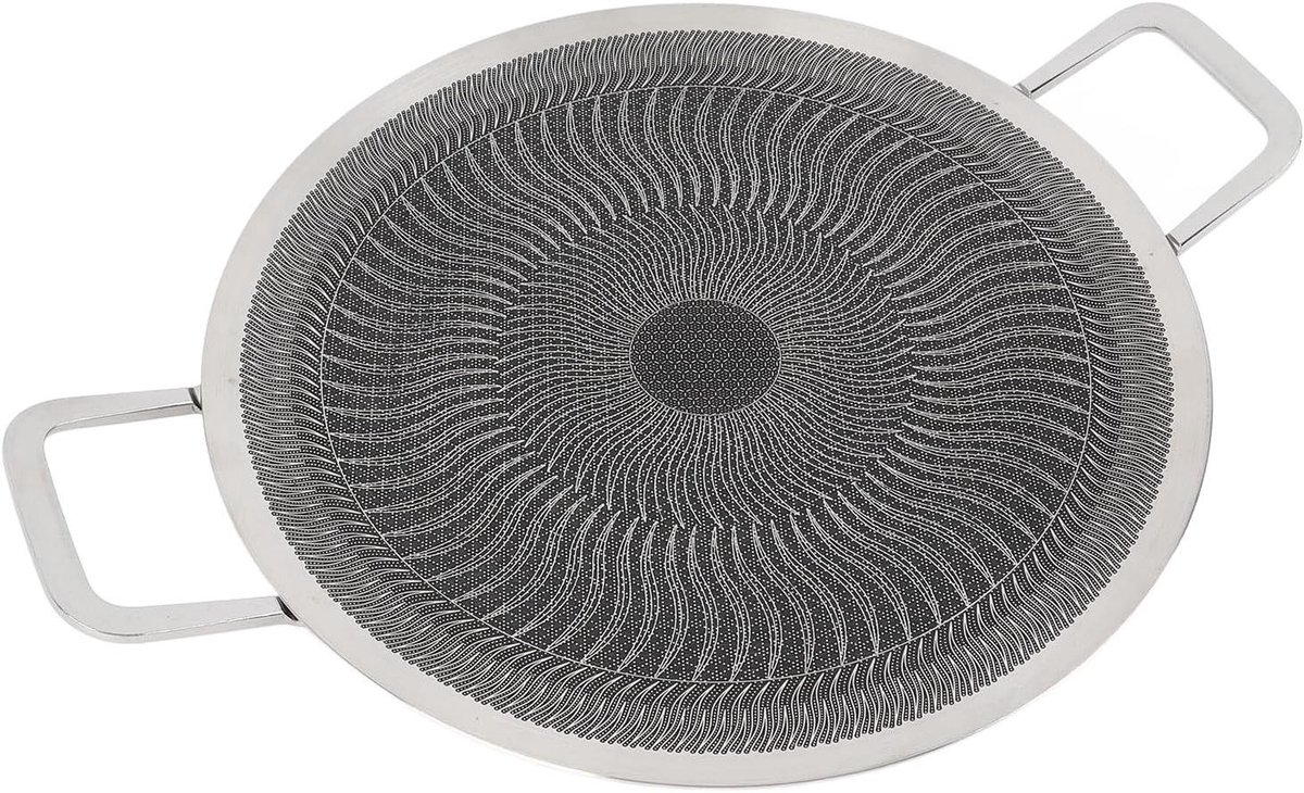 Koreaanse Grillpan BBQ Bakplaat Gezellig Barbecueën Antiaanbaklaag 38cm Zilver