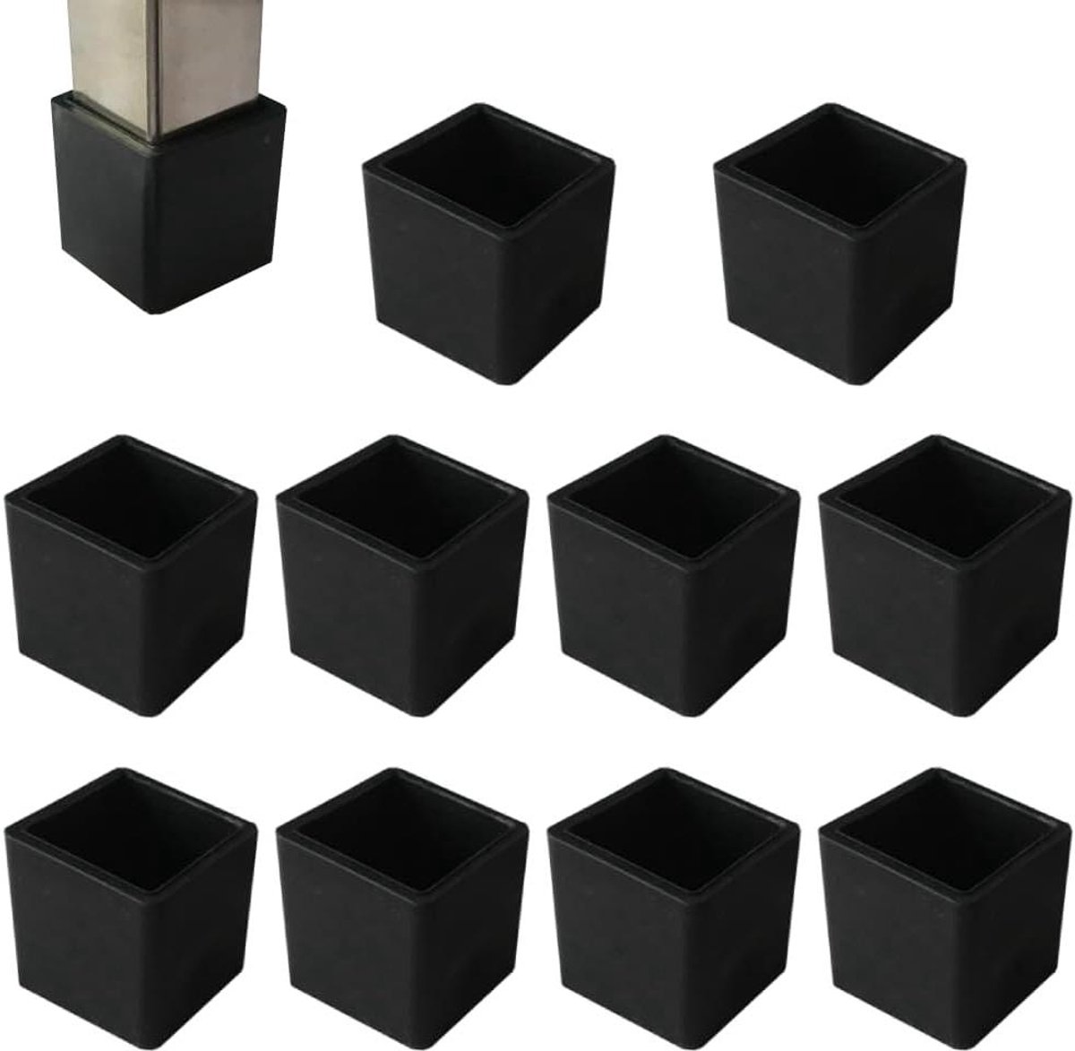 Meubelpootjes - Stoeldopjes Vloerbeschermers - Vloeren Beschermen - Zelfklevend PVC - 40 x 40 mm - Zwart