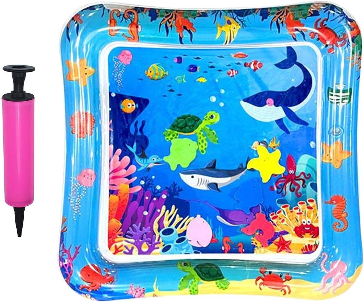 Babymat Waterplay - Water Speelmat Kussen - Baby Zintuiglijk Spel - Versterkt Krasbestendig Materiaal - 54x54cm - A