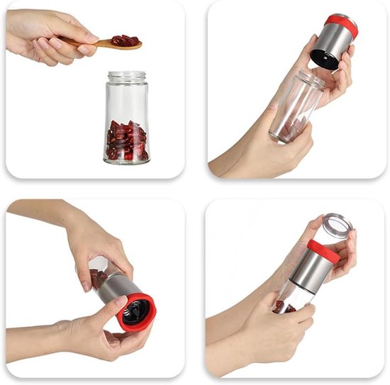 Chili Snijder van RVS en Glas, 17.5 cm Hoog, Perfect voor Peper, Zout en Specerijen — afbeelding 4