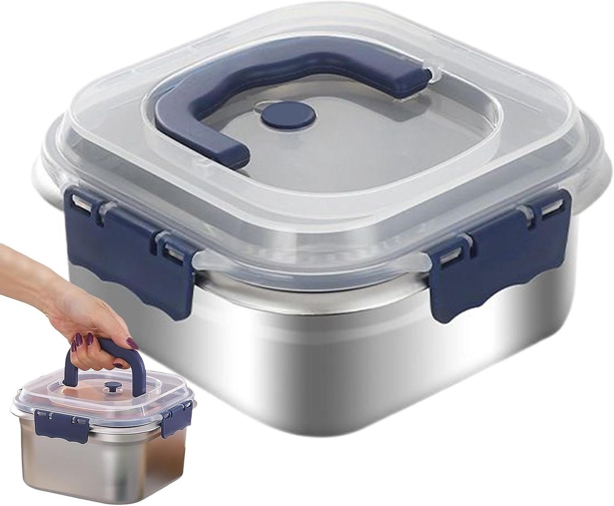 Snack Container - Lunch Box - Voedsel Bewaren - Multi-layer Sealing - 21x21x10 cm - Silver