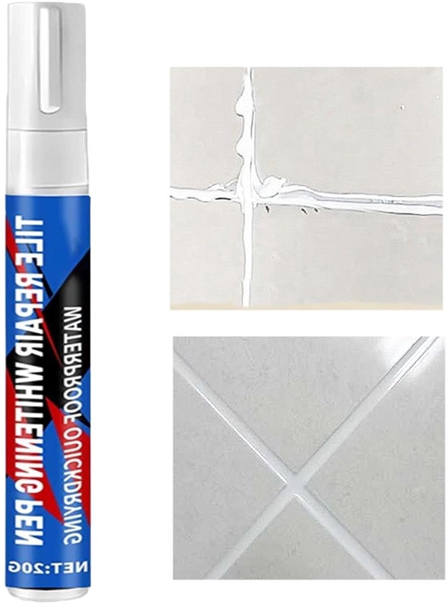 Voegverfpen - Tegel hersteller - Vochtige ruimtes opknappen - Waterdichte afwerking - 20 gram - Wit
