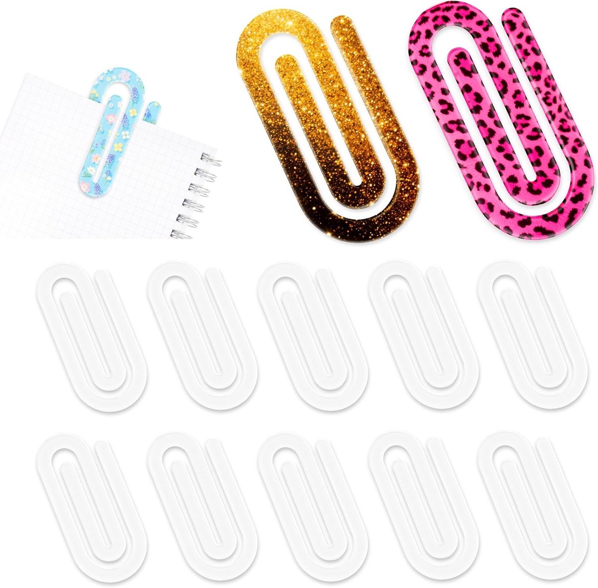 Set van 12 Sublimatie Lege Acryl Jumbo Paperclips en Bladwijzers voor Creatieve DIY Projecten en Kantoorbenodigdheden 10 x 5 cm