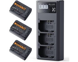 3 x 2280 mAh Vervangende Batterij en Oplader voor Sony A7iii, A7iv, A7C, FX3, FX30, A9, A6600, A6700, ZV-E1, ZV-E10ii, Alpha 9, A9S, A7R III, A7R IV en A7RV - Ideaal voor Fotografie en Videografie