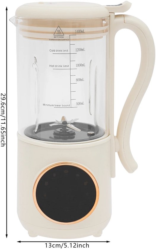 Damenzo - Sojamelkmachine - Sojamelk - Sojamelk maker - Melkmaker - Keukenmachine - Blender - 1400 ml - 16 messen van Damenzo — afbeelding 4
