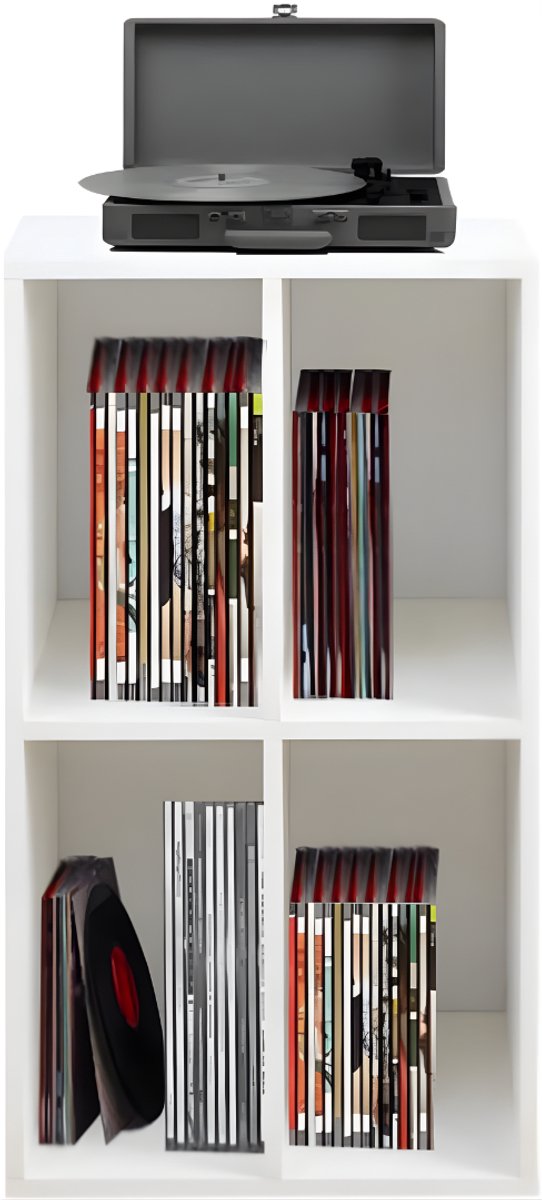 AHD® Platenspeler Meubel - IP Kast - Platenspeler Kast - Vinyl Kast - IP Meubel - Wit - 37cm x 75cm x 45cm