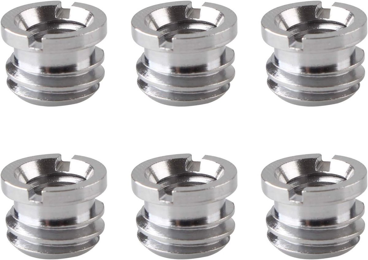 Set van 6 Draadadapters 1/4" naar 3/8" voor Camera Statief, Gopro en Videolampen