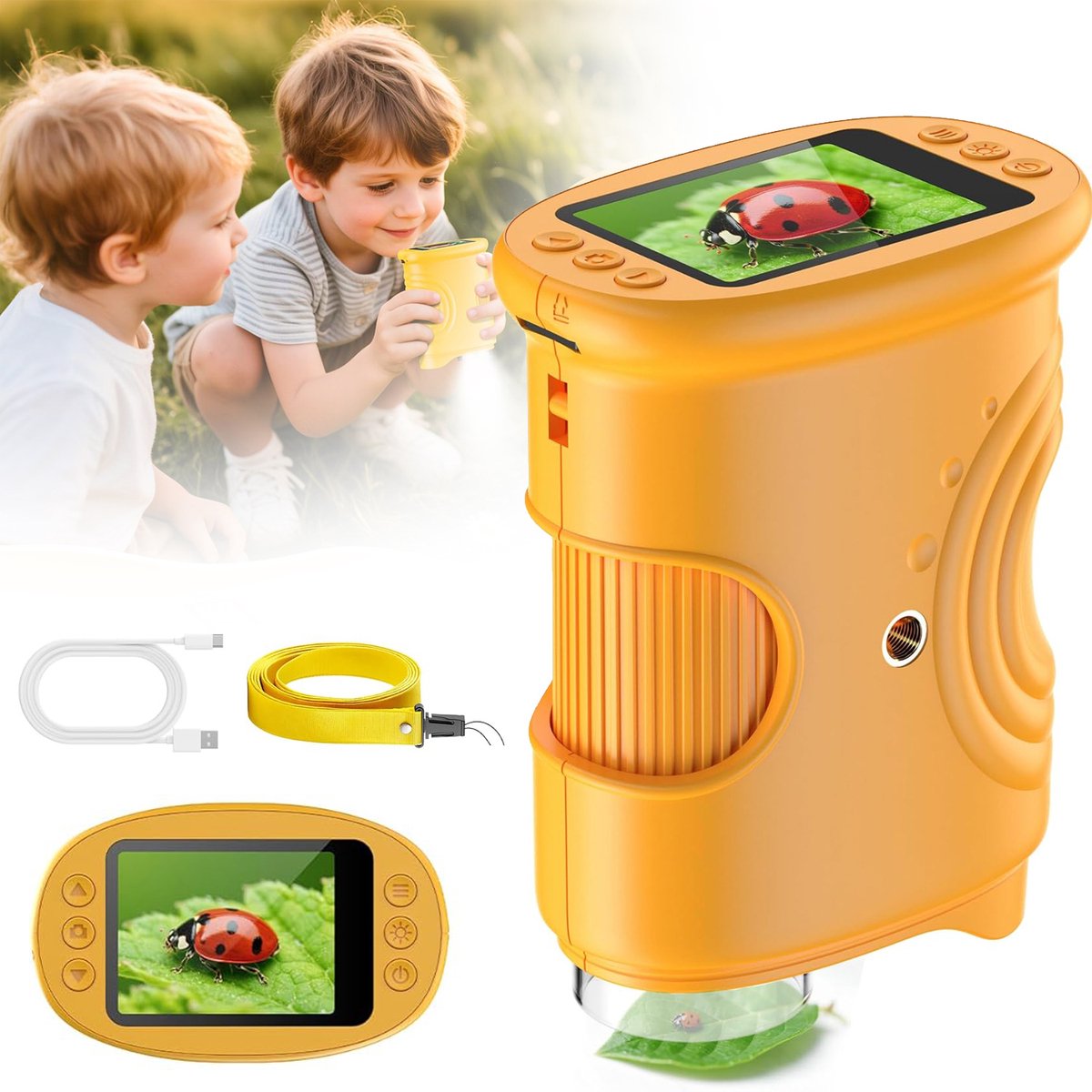 1000X Draagbare Digitale Microscoop Voor Kinderen - Zakmicroscoop Met Een 2,0 Inch Ips-Scherm - Stem-Speelgoed Als Verjaardagscadeau Voor Meisjes En Jongens