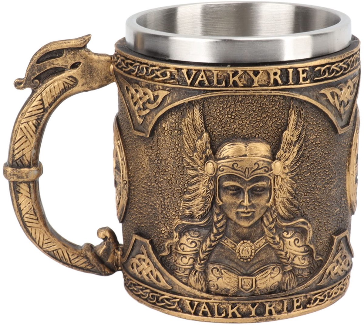 Dailygoody - Viking Biermok - Roestvrijstalen Dubbellaagse Drinkbeker - Gotische Decor - Grote Capaciteit - Ideaal voor Feestjes - Piratenpatroon