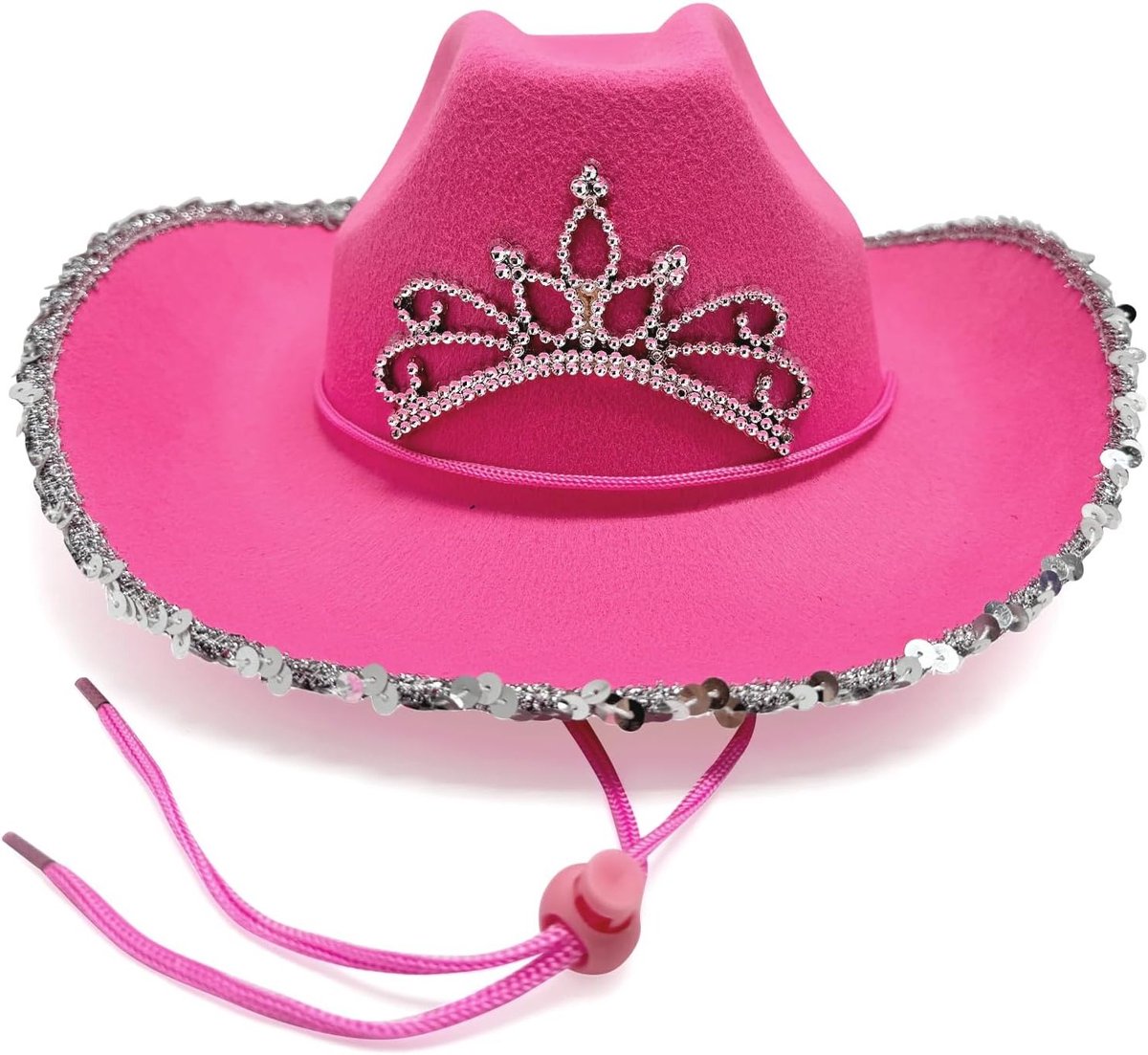 Roze Cowgirl Hoed, Cowboy Hoed met Roze Kroon, Perfect voor Feestjes, Halloween en Carnaval, Kostuumaccessoires voor Vrouwen