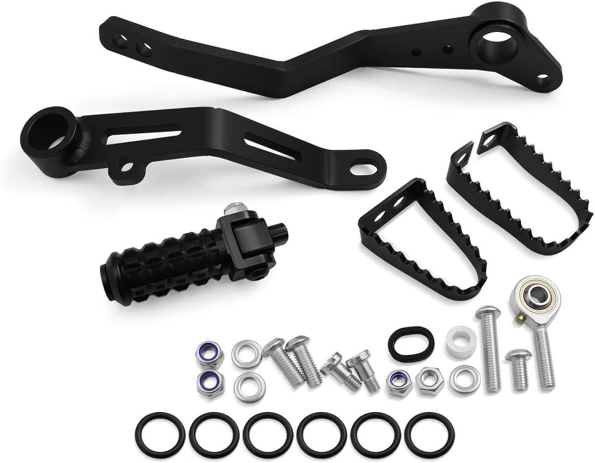Motorfiets Voetsteunen - Rempedaal Hendel - Verbeterde Grip - Antislip Ontwerp - Full Set - Zwart
