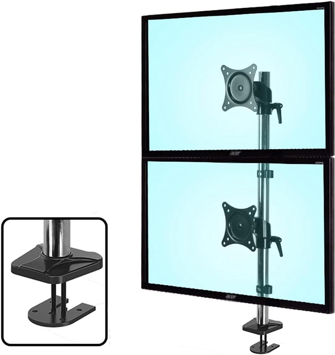 Monitor Arm - Dual Screen Stand - Werkplek Optimaliseren - Volledige Bewegingsvrijheid - 17-27 inch - Zwart