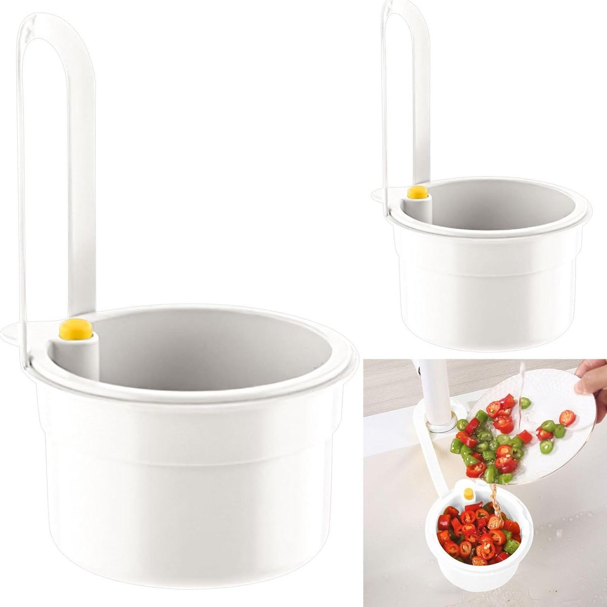 Gootsteenzeef - Afvalzeef Keuken - Voorkom Verstoppingen - Vaatwasserbestendig - 20 cm Hoog - Wit