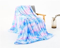 oneforus Tie-Dye Rainbow Teddy Fleece Reversible Double Blanket for Bed and Sofa Ultra Soft Thick Fluffy Cuddly Blanket Throw (160 x 200cm)