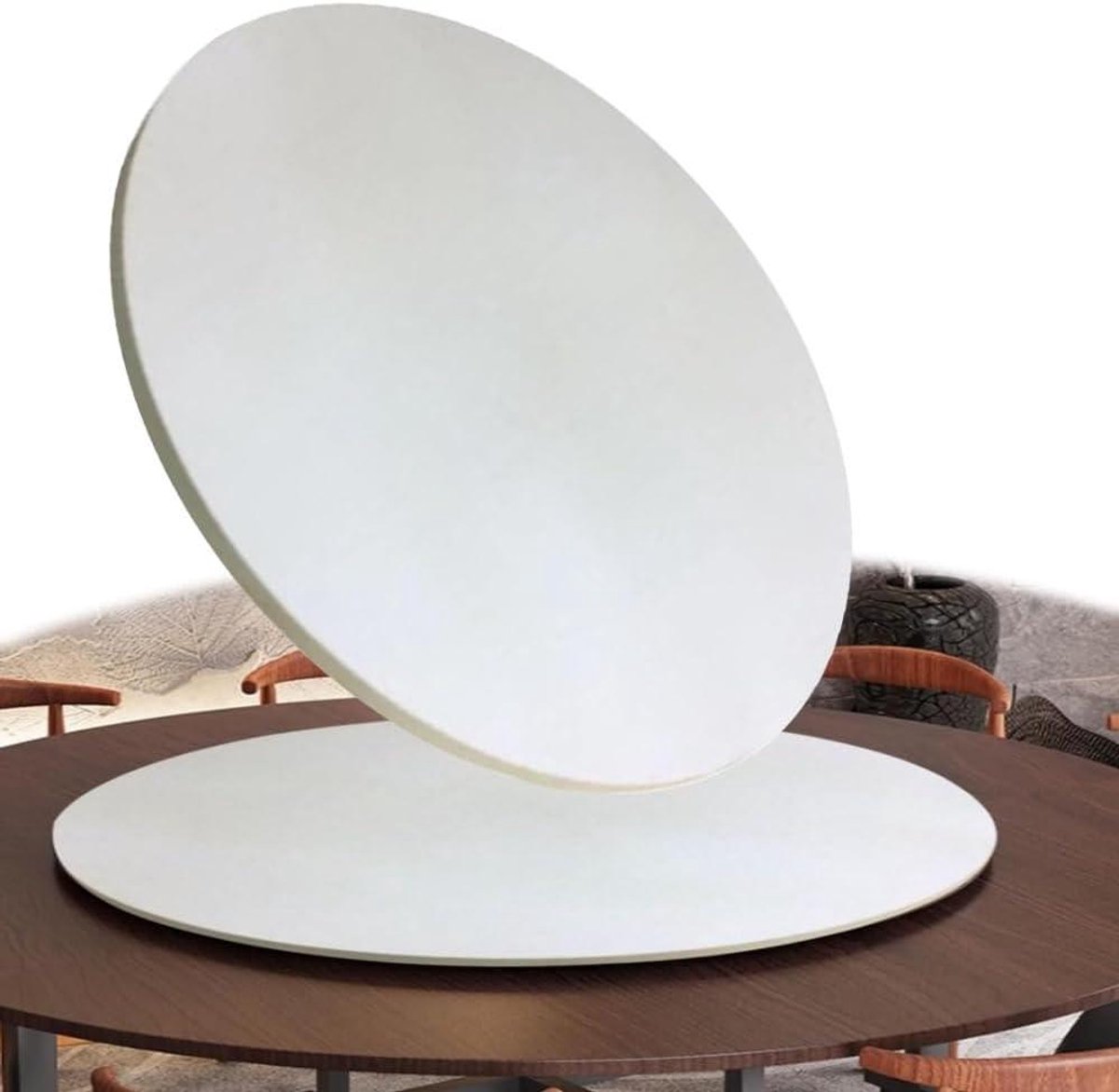 Houten Draaiplateau - Draaibare Tafel - Gerechten Delen - Stille Basis - 60 cm - Wit