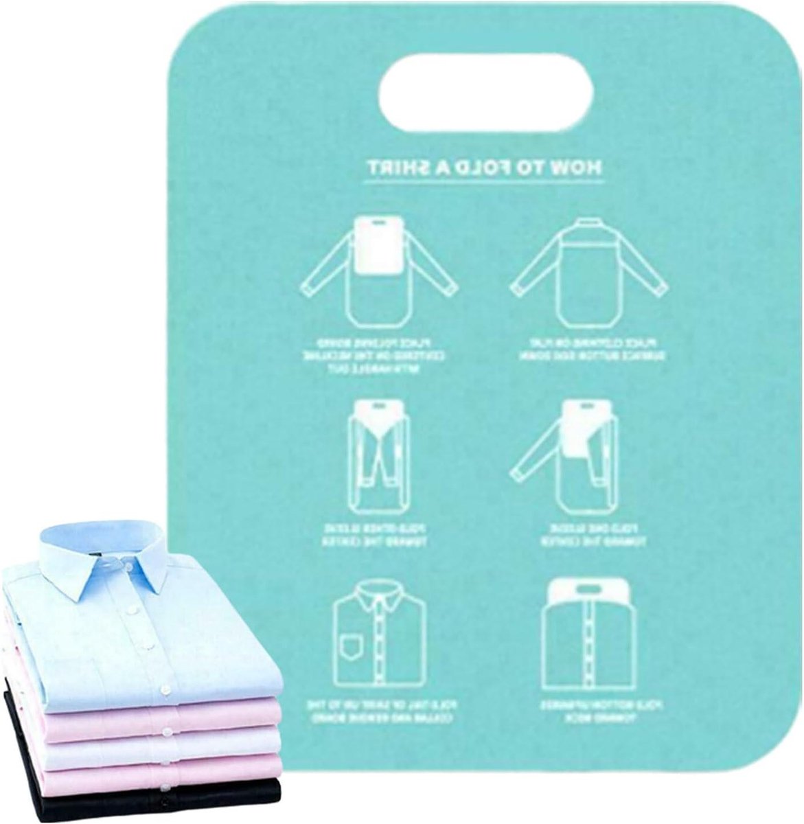 Opvouwbare Kledingmap - Kleding Organizer - Efficiënt Kleding Vouwen - Glad Oppervlak - 25 cm Breed - Helder Cyaan