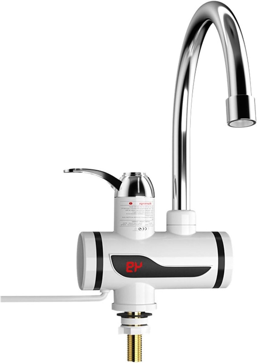 Elektrische Warmwaterkraan - Directe Verwarmer - Direct Warm Water - Digitale Temperatuurweergave - 3 Seconden Verwarming - Zilver