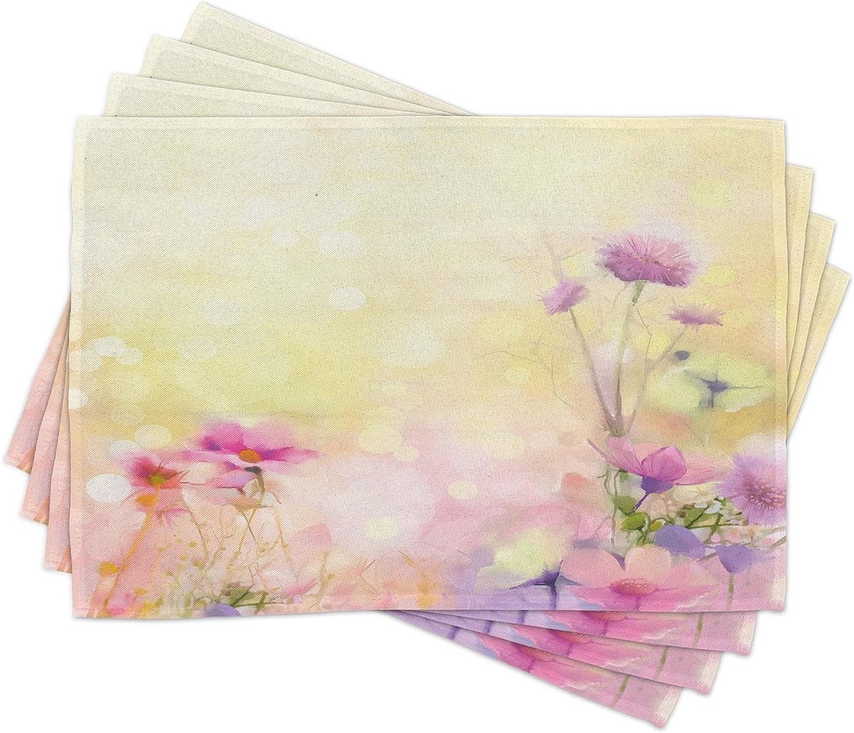 Placemat Set - Tafelmatten - Eettafel Decoratie - Levendige Kleuren - 30x45 cm - Roze Geel